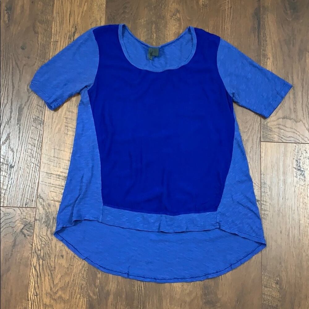 Anthropologie Left of Center Royal Blue Slubby Seamed T-Shirt